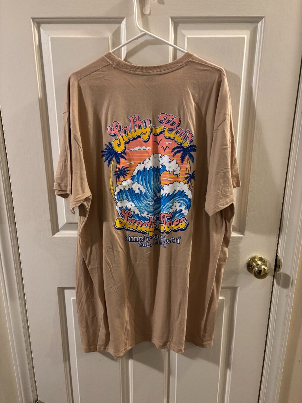 Simply Southern Women's Coastal Beach T-shirt ~ 2XL ~ NWT ~ Salty Hair Sandy Toe
